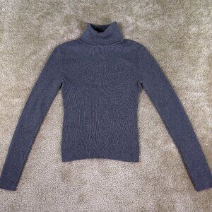 Express Sweater Womens Size Small Gray Cashmere Blend Turtle Neck Ribbed F233